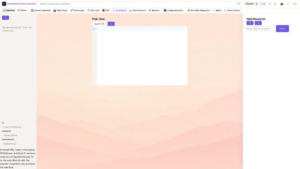 Cognition editor and web research